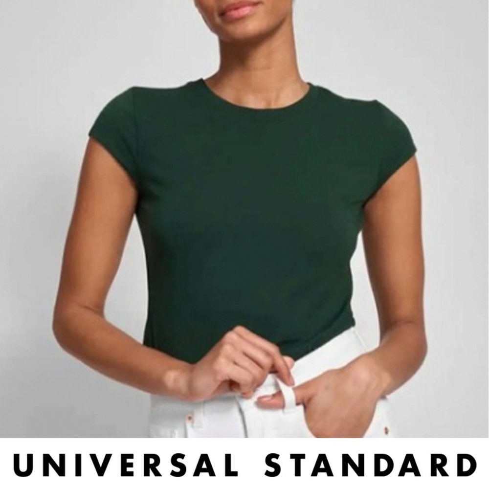 Ashley Cap Sleeve Tee in Forest Green (L)